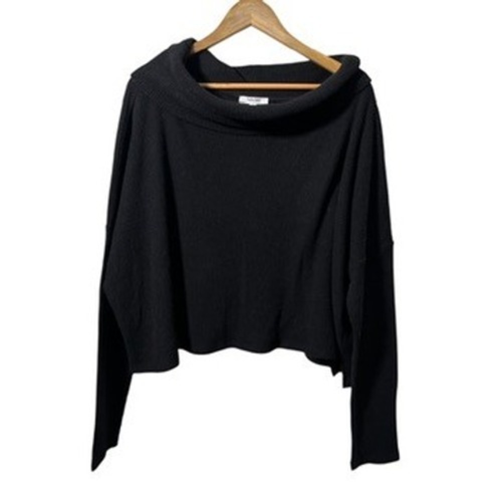 Splendid Black Off Shoulder Cowl Neck Ribbed Knit Top S NWOT Long‎ Sleeve Cozy